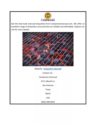 Briquettes Charcoal Campiranocharcoal.com