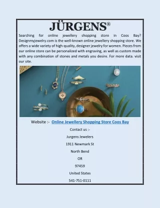 Online Jewellery Shopping Store Coos Bay | Designmyjewelry.com