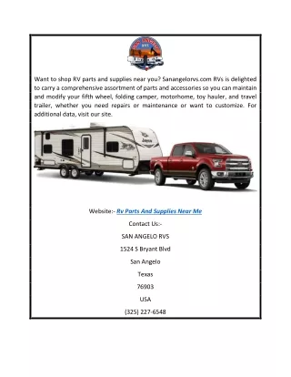 Rv Parts and Supplies Near Me  Sanangelorvs.com