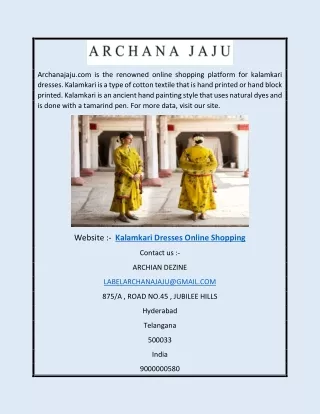 Kalamkari Dresses Online Shopping | Archanajaju.com