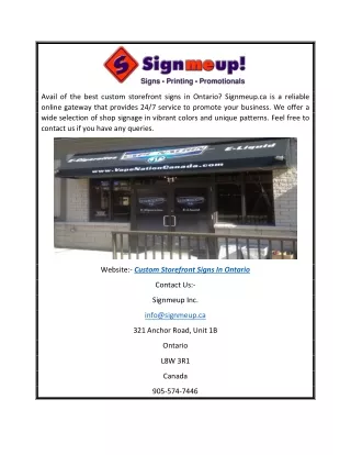 Custom Storefront Signs In Ontario | Signmeup.ca