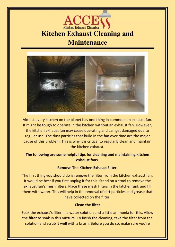 kitchen exhaust cleaning and maintenance