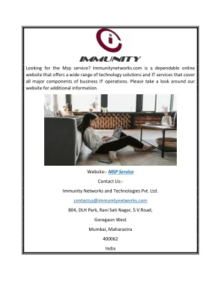 looking for the msp service immunitynetworks