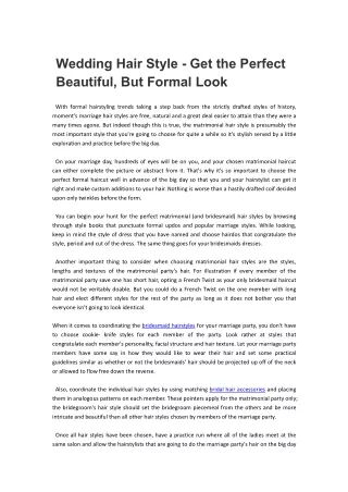 Wedding Hair Style - Get the Perfect Beautiful, But Formal Look
