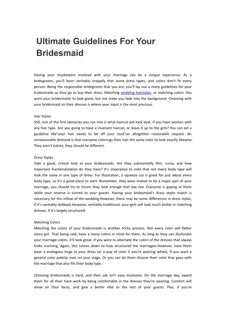ultimate guidelines for your bridesmaid