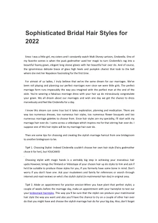 Sophisticated Bridal Hair Styles for 2022