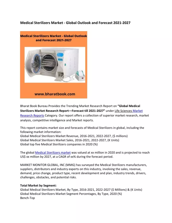 medical sterilizers market global outlook