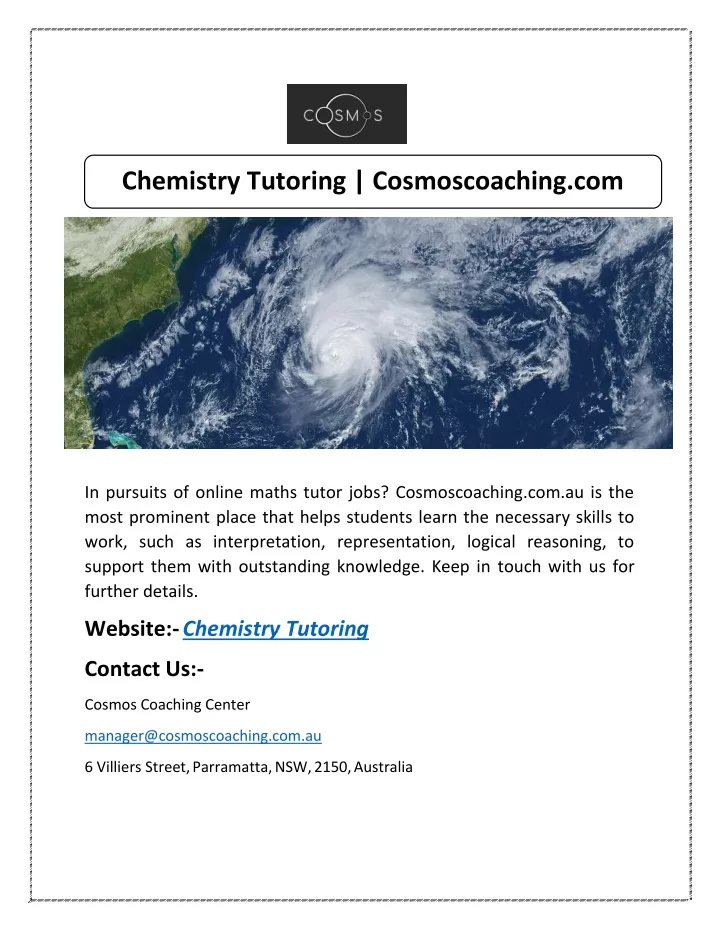 chemistry tutoring cosmoscoaching com