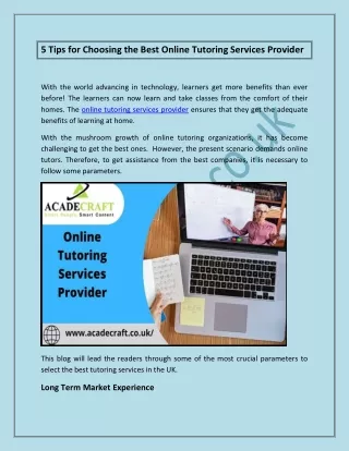 5 tips for choosing the best online tutoring