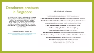 Deodorant products in Singapore