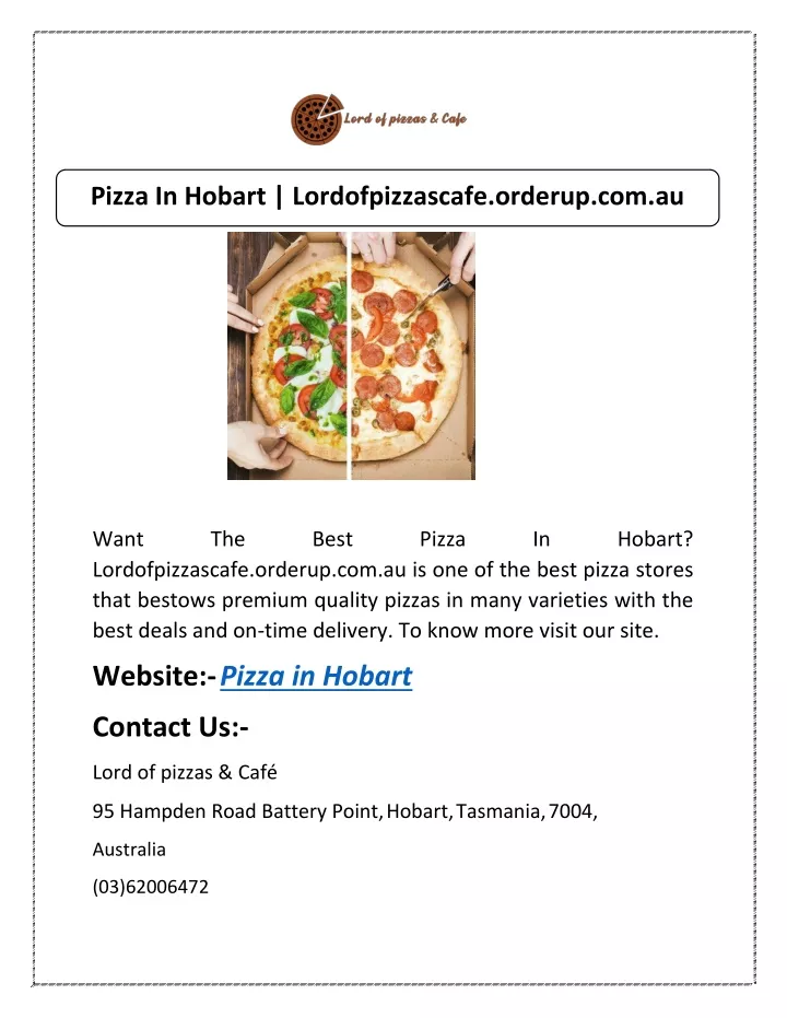 pizza in hobart lordofpizzascafe orderup com au