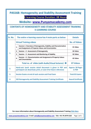 pas168 homogeneity and stability assessment