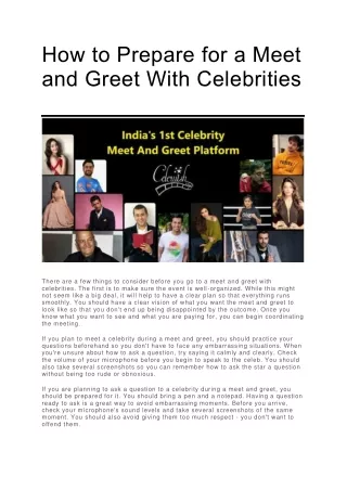 How to Prepare for a Meet and Greet With Celebrities - Celewish