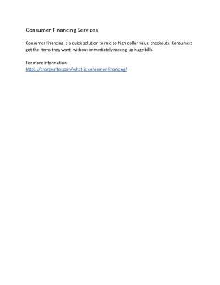 consumer financing services
