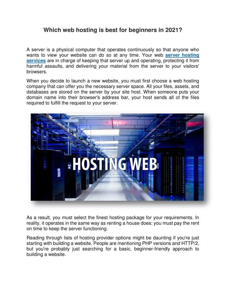 which web hosting is best for beginners in 2021