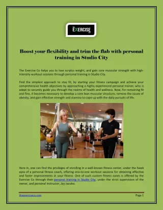Boost your flexibility and trim the flab with personal training in Studio City