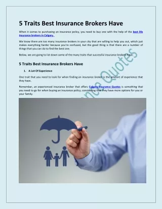 5 Traits Best Insurance Brokers Have