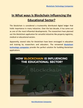In What ways Is Blockchain Influencing the Educational Sector