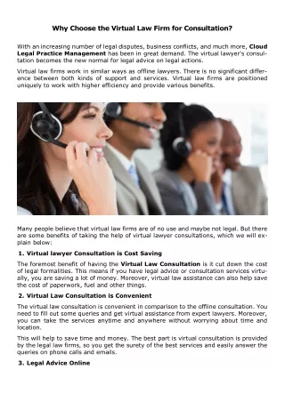 Why Choose the Virtual Law Firm for Consultation ?