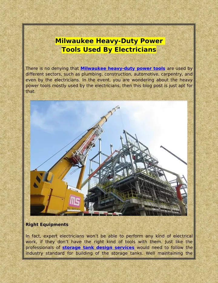 milwaukee heavy duty power tools used