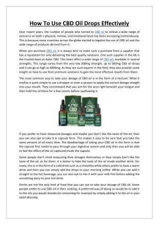 How To Use CBD Oil Drops Effectively