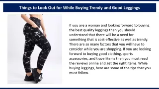 Things to Look Out for While Buying Trendy and Good Leggings