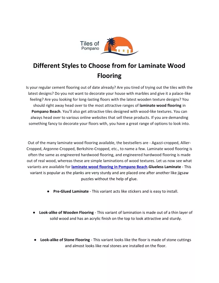 different styles to choose from for laminate wood