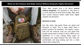 What are the Features that Make Tactical Military Backpacks Highly Attractive?