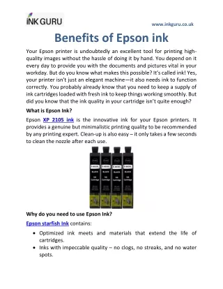 Benefits of Epson ink
