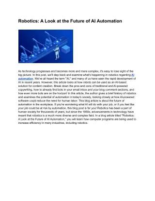 robotics a look at the future of ai automation