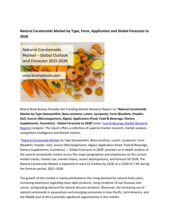 natural carotenoids market by type form