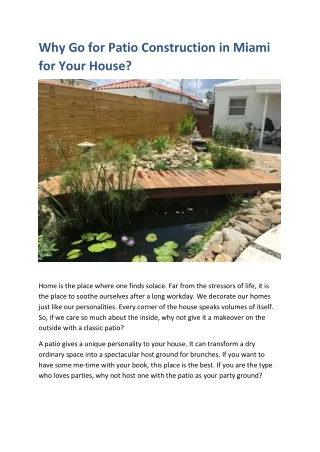 why go for patio construction in miami for your