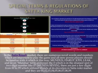 special terms regulations of satta king market
