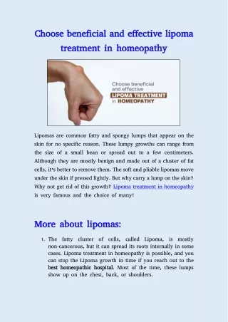 Effective lipoma treatment in homeopathy
