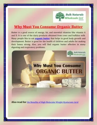 Why Must You Consume Organic Butter