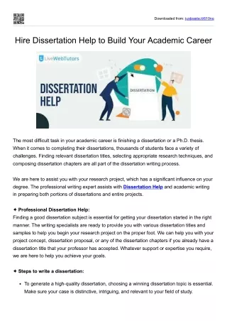 Hire Dissertation Help to Build Your Academic Career