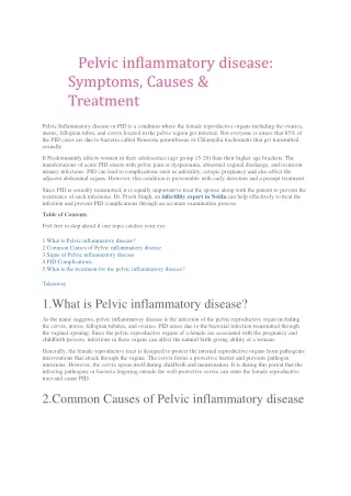 Pelvic inflammatory disease Symptoms, Causes & Treatment Dr Preeti Singh