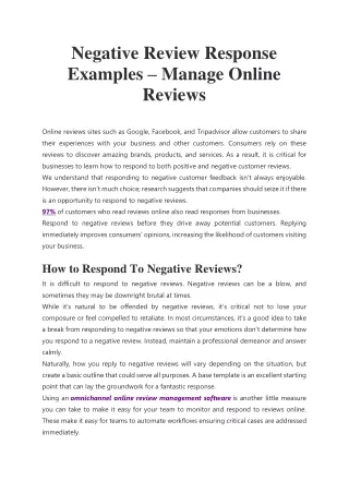 Negative Review Response Examples