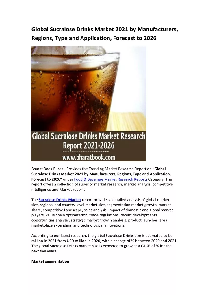 global sucralose drinks market 2021