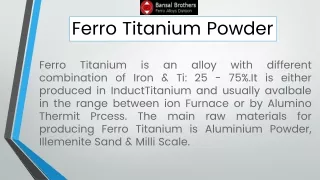 Ferro titanium India - Ferro Titanium Manufacturer from Chhattisgarh