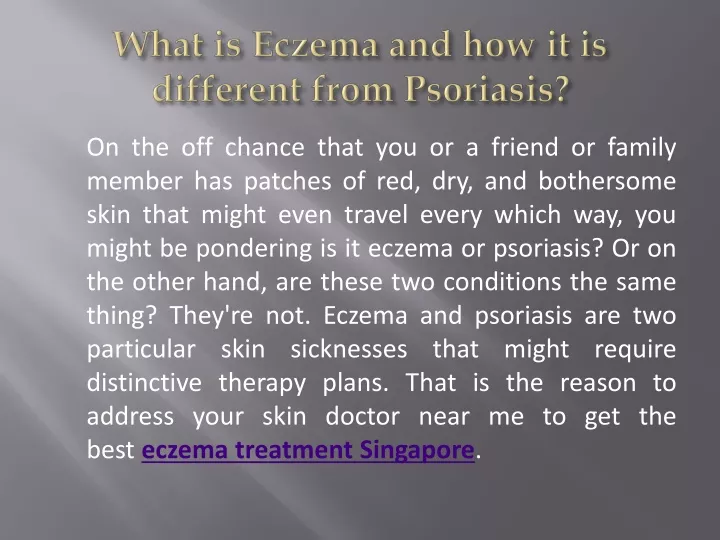 what is eczema and how it is different from psoriasis