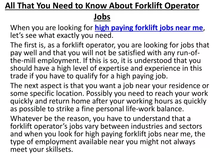 all that you need to know about forklift operator jobs