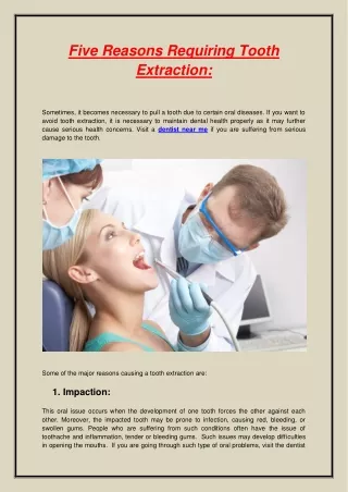 five reasons requiring tooth extraction