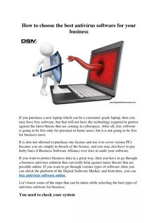How to choose the best antivirus software for your business?