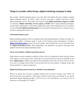 Things to consider while hiring a digital marketing company in India
