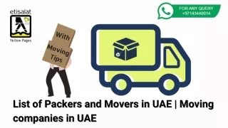 List of Packers and Movers in UAE | Moving companies in UAE