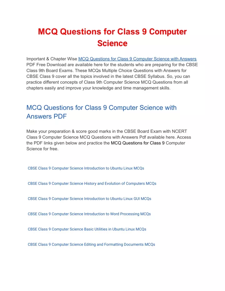 mcq questions for class 9 computer science