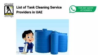 List of Tank Cleaning Service Providers in UAE
