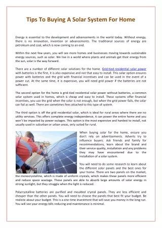 tips to buying a solar system for home