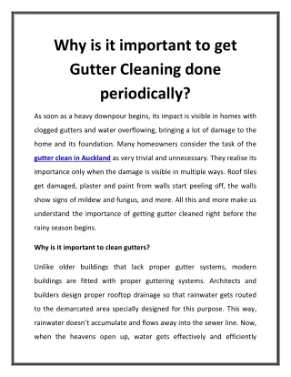 Why is it important to get Gutter Cleaning done periodically?